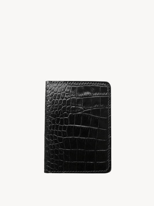 Carlo Passport Holder in Noir Croc