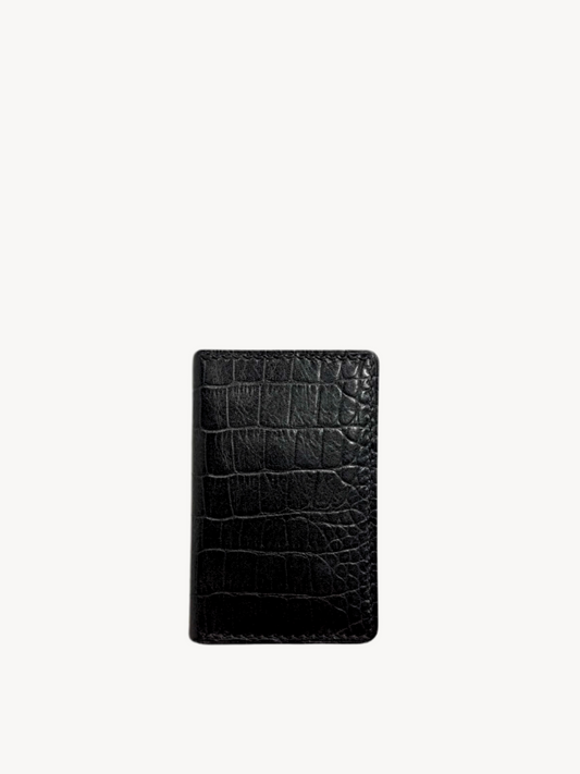 Lorenzo Vertical Bifold in Noir Croc