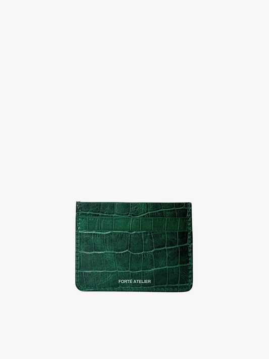 Card Holder in Verde Croc