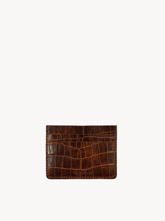 Card Holder in Walnut Croc