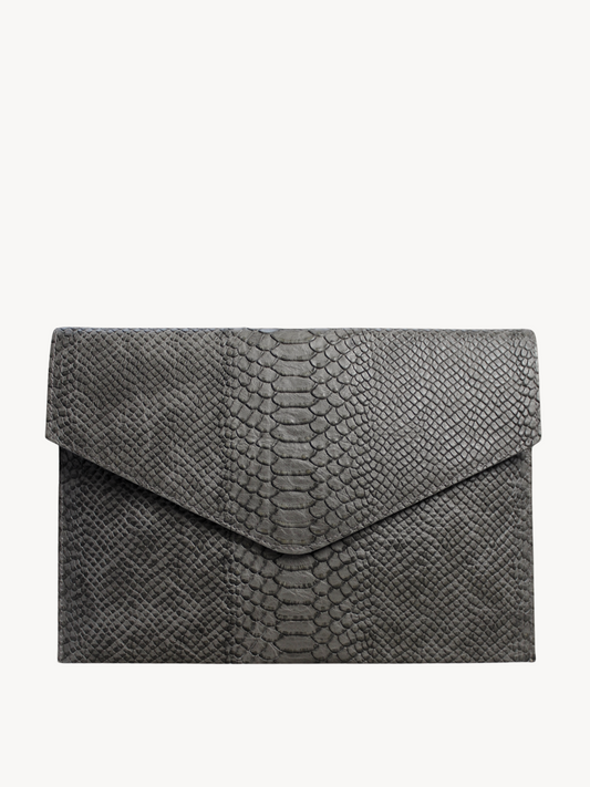 Westside Clutch in Smoke Snakeskin