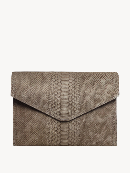 Westside Clutch in Sand Snakeskin