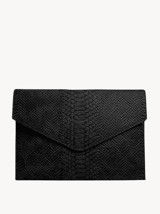 Westside Clutch in Noir Snakeskin