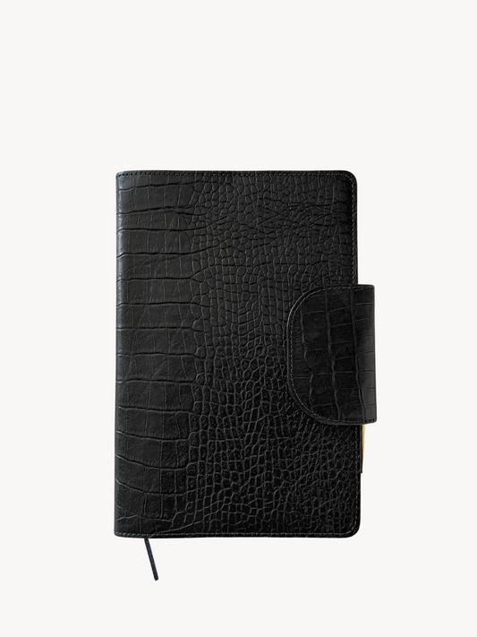 Carrie Diary in Noir Crocodile Leather