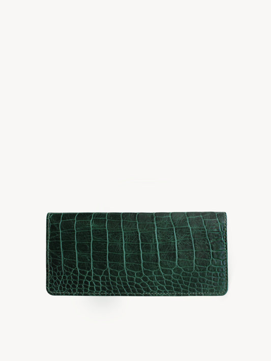 Sottile Long Wallet in Verde Crocodile