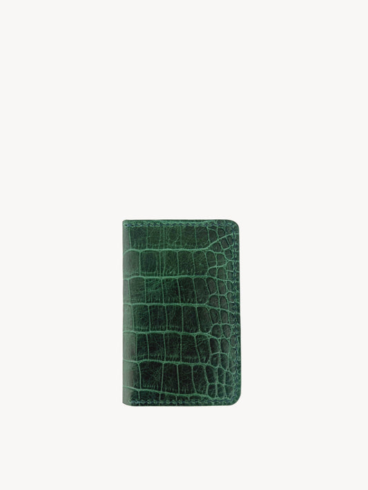 Lorenzo Vertical Bifold in Verde Croc