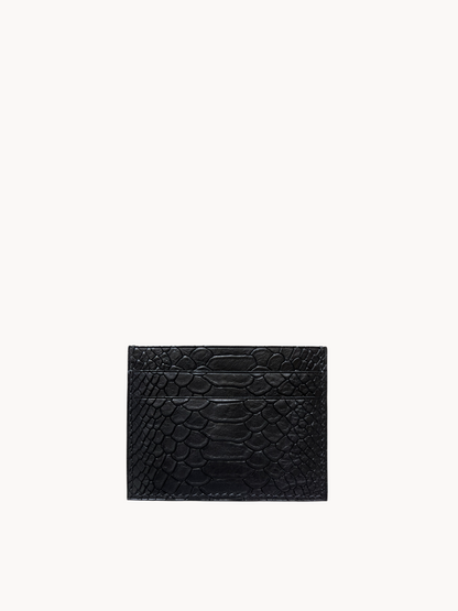 Card Holder in Noir Snakeskin Leather