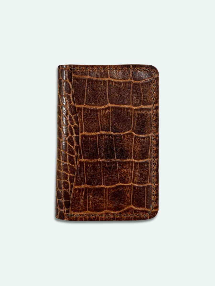 Luca Mini Bifold in Dark Brown Croc